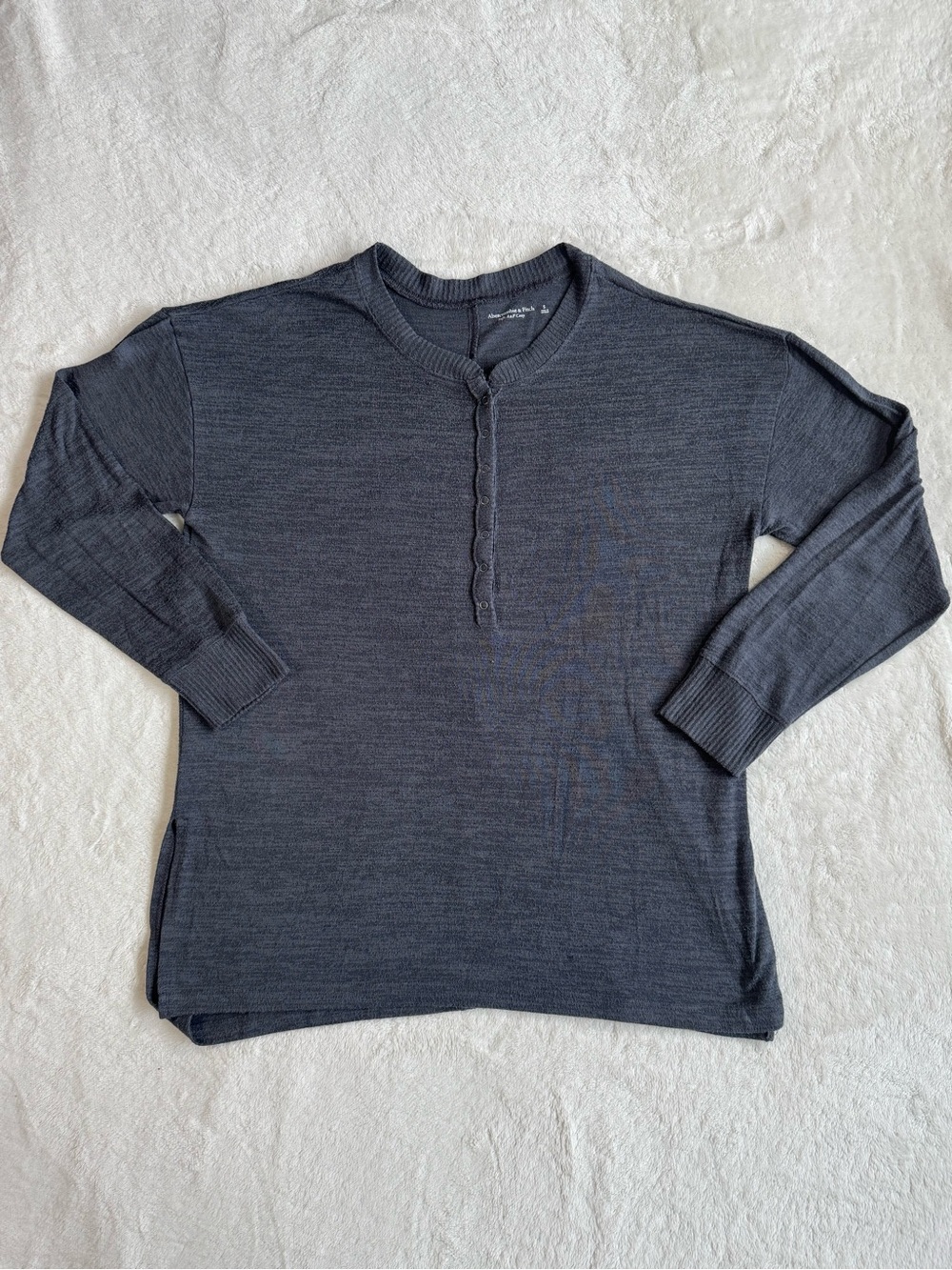 Abercrombie Soft A&F Cozy Henley Gray Long Sleeve Top S